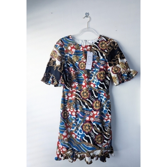NWT Rhode Hailey Chain-Print Cotton-Voile Mini Dress Size 4 - Picture 2 of 5